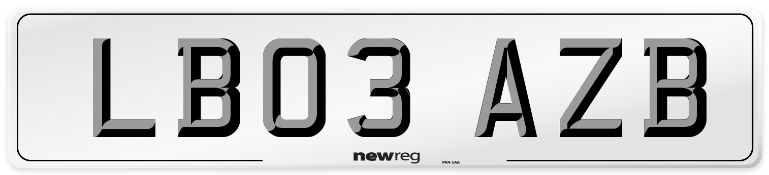 LB03 AZB Number Plate from New Reg